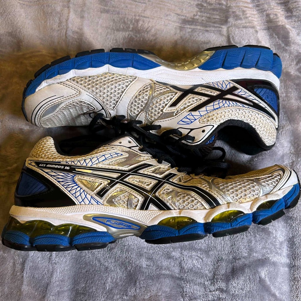 Asics Gel-Nimbus 16 Mens Running Shoes White Blue T435N Size 9 Retro Y2K Runner